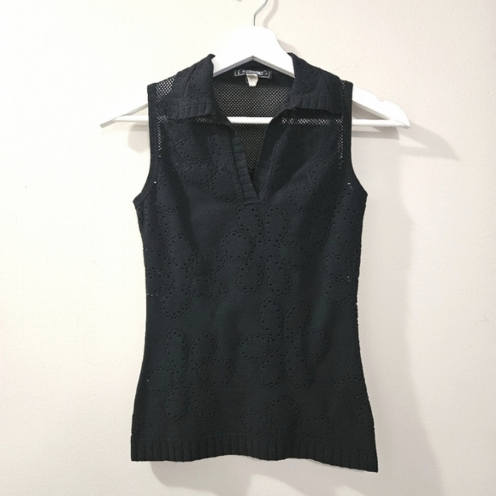 Vintage Etincelle Couture Paris - Floral Lace Sleeveless Blouse - Size 1 (XS)